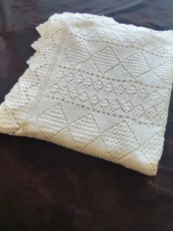 Dessus de lit en coton blanc , jeté de lit en crochet