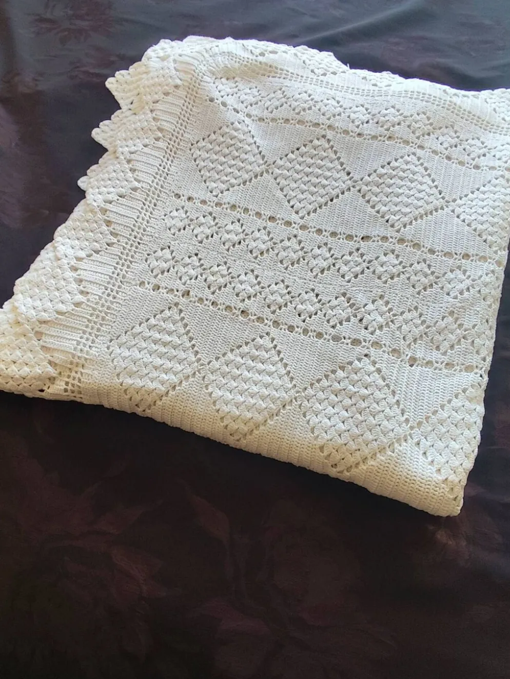 Dessus de lit en coton blanc , jeté de lit en crochet