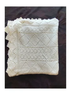 Dessus de lit en coton blanc , jeté de lit en crochet