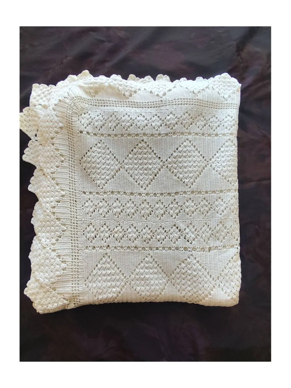 Dessus de lit en coton blanc , jeté de lit en crochet