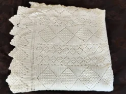 Dessus de lit en coton blanc , jeté de lit en crochet