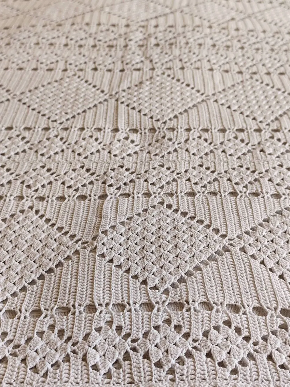 Dessus de lit en coton blanc , jeté de lit en crochet