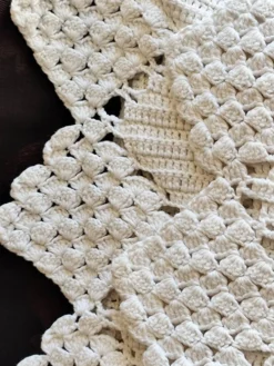 Dessus de lit en coton blanc , jeté de lit en crochet