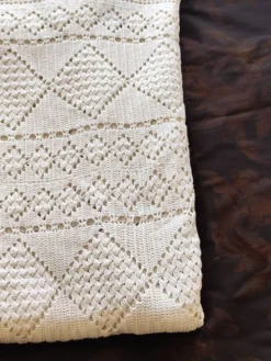 Dessus de lit en coton blanc , jeté de lit en crochet