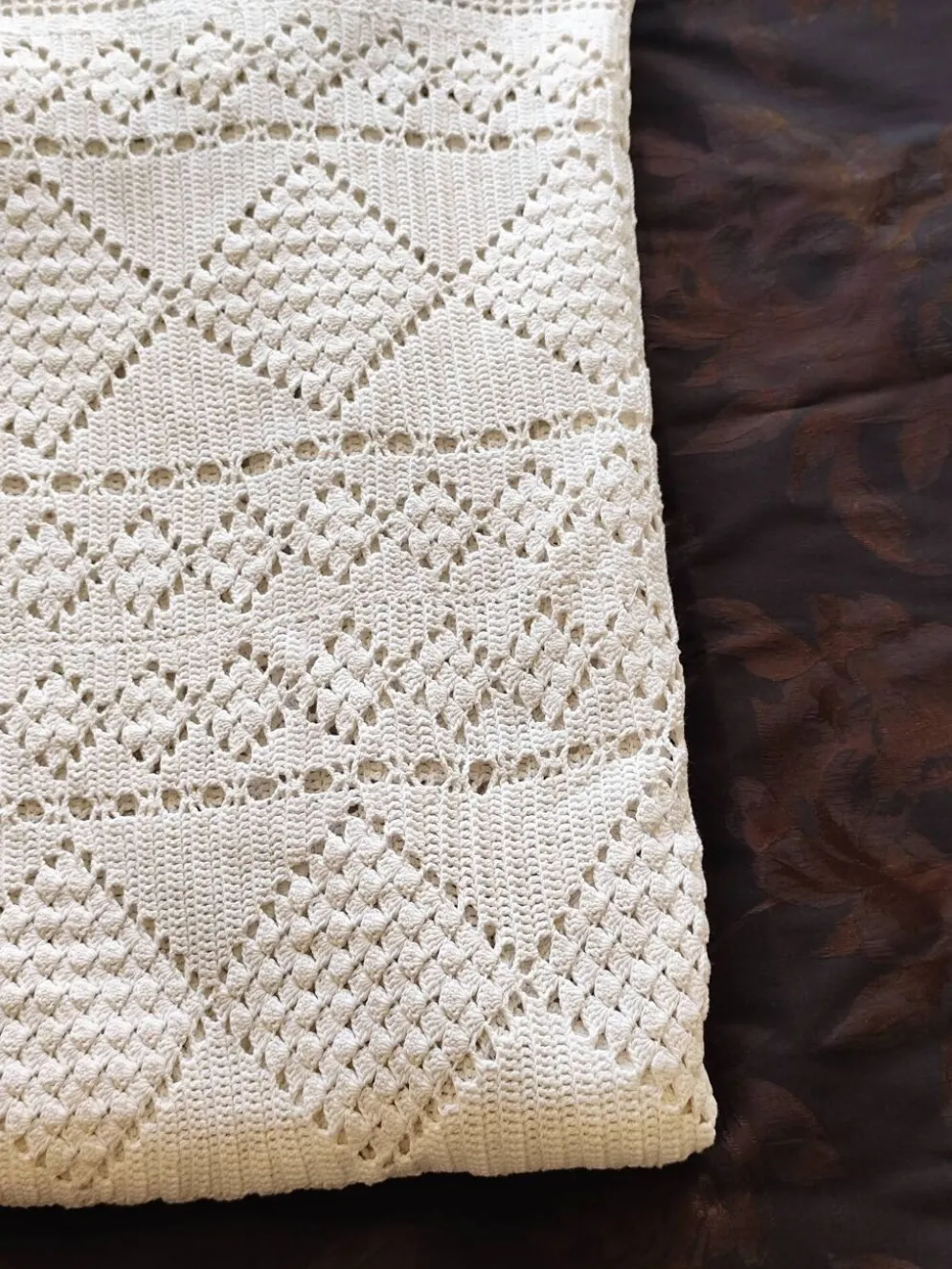 Dessus de lit en coton blanc , jeté de lit en crochet