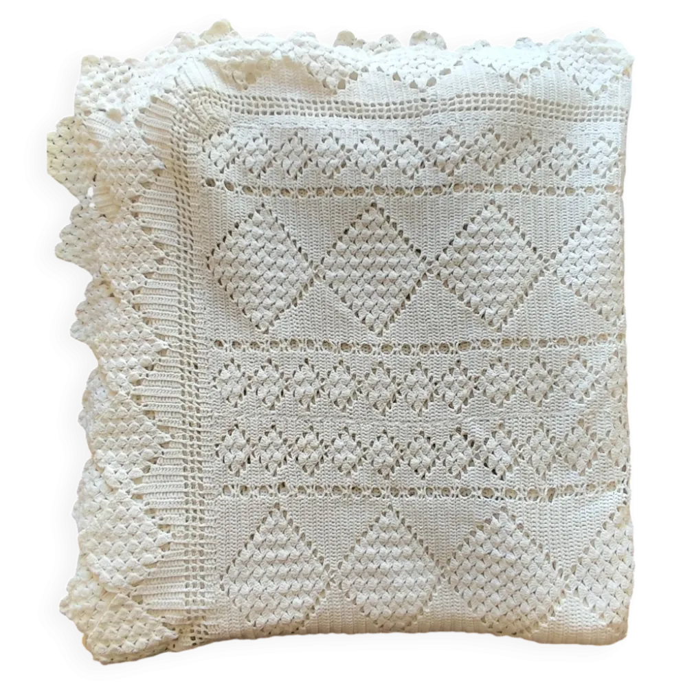 Dessus de lit en coton blanc , jeté de lit en crochet