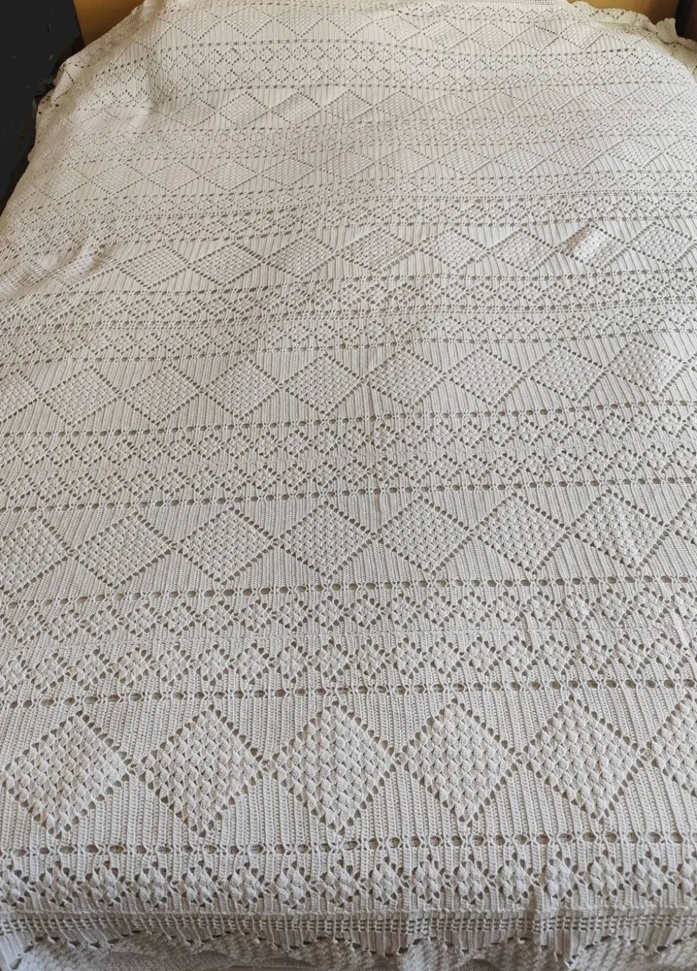 Dessus de lit en coton blanc , jeté de lit en crochet