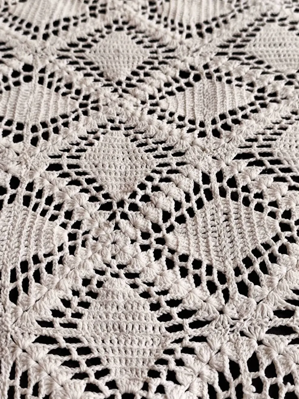 Dessus de lit en coton blanc - jeté de canapé aux motifs géométriques