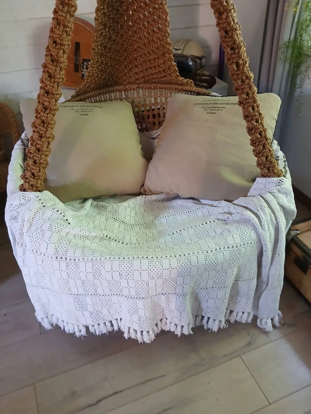 Dessus de lit/ plaid ancien crochet