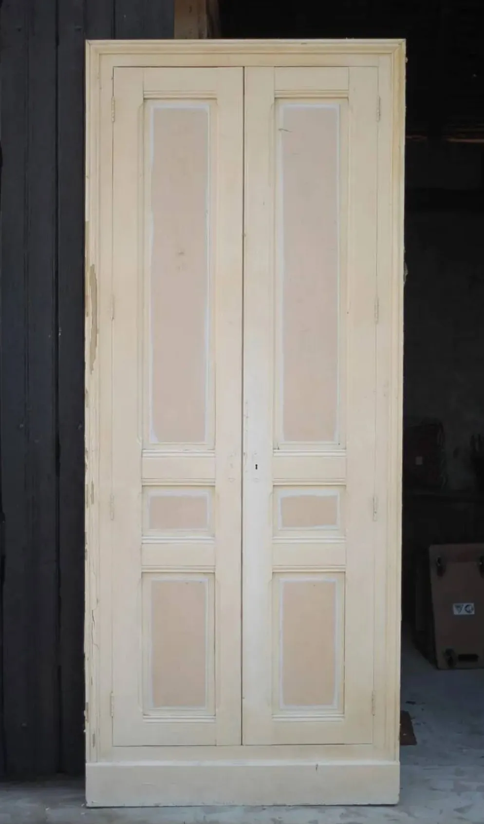 Double porte ancienne de placard, porte bois ancienne, grande porte vintage, porte d'intérieur