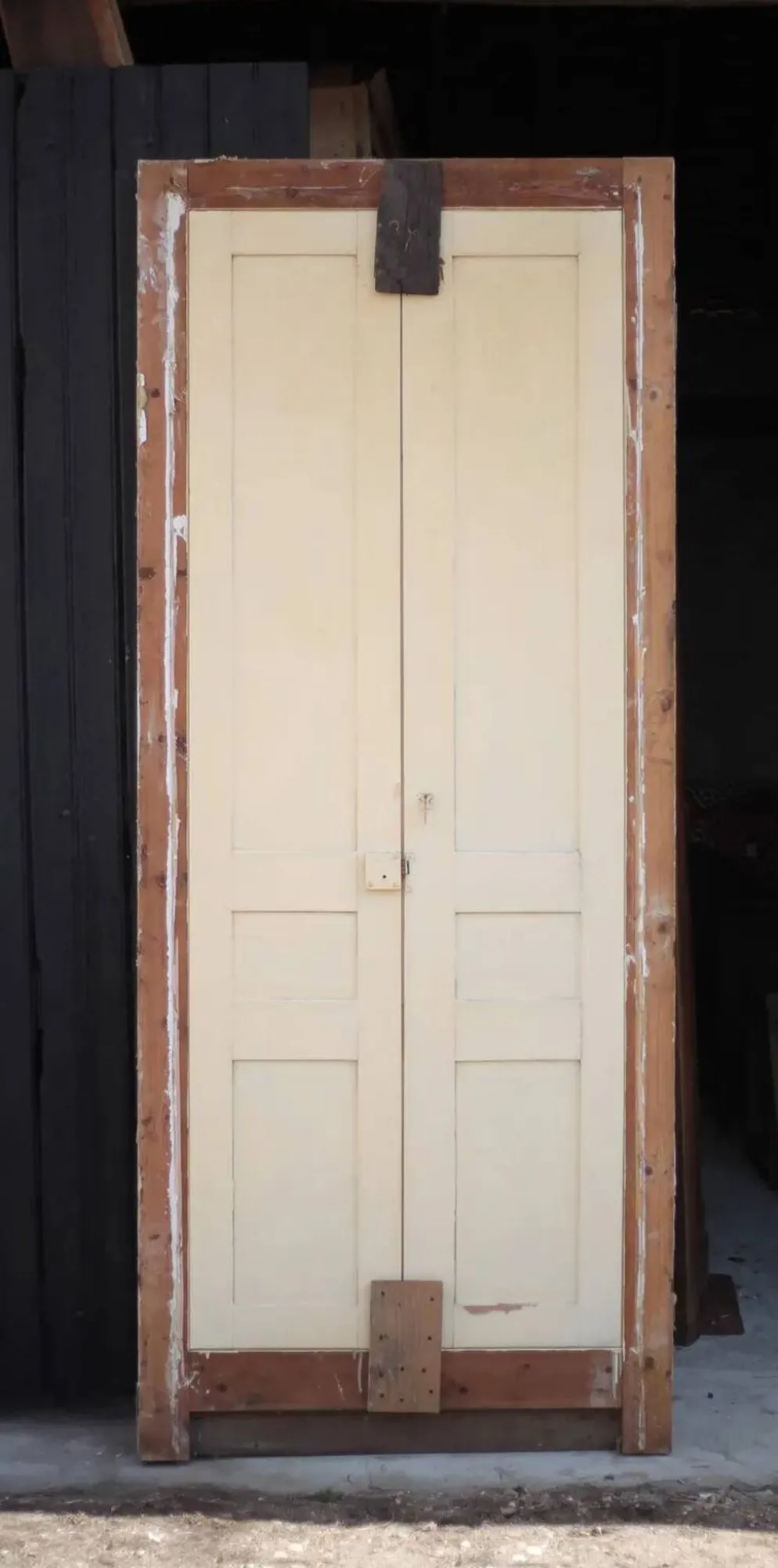 Double porte ancienne de placard, porte bois ancienne, grande porte vintage, porte d'intérieur