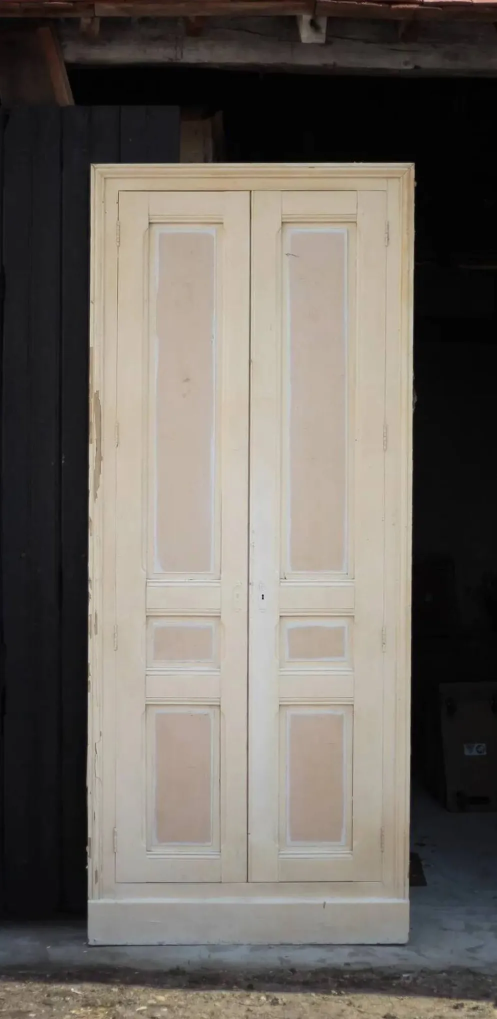 Double porte ancienne de placard, porte bois ancienne, grande porte vintage, porte d'intérieur