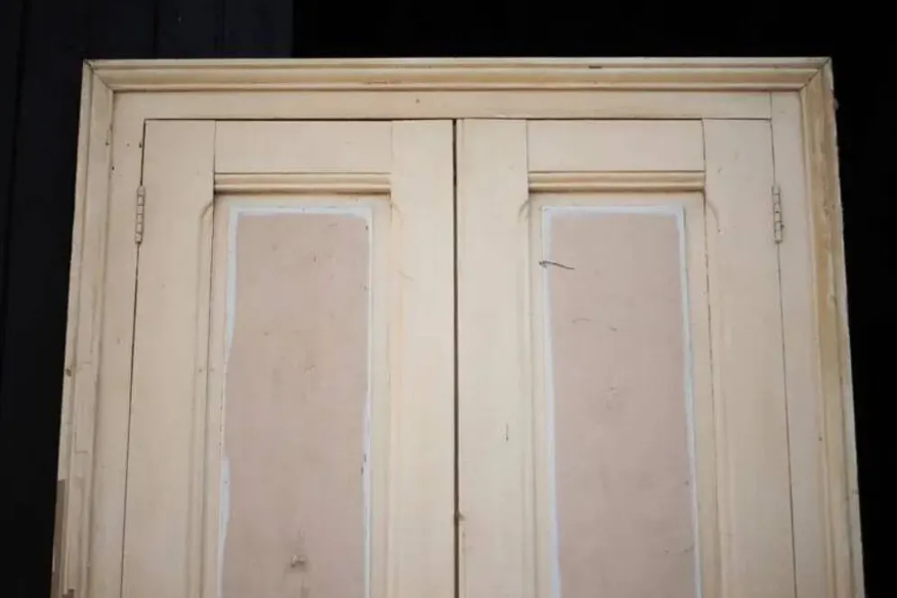 Double porte ancienne de placard, porte bois ancienne, grande porte vintage, porte d'intérieur