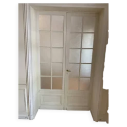 Double porte haussmannienne vitrée en bois avec verre cathédrale - 245 cm