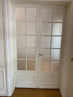 Double porte haussmannienne vitrée en bois avec verre cathédrale - 245 cm