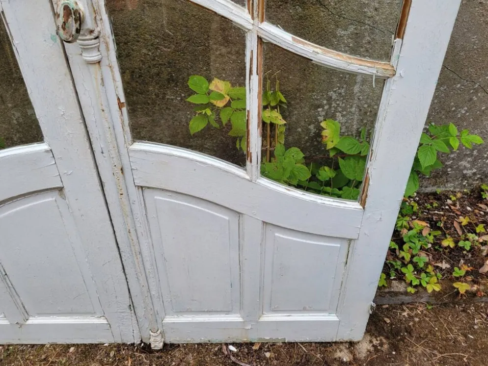 Double portes Art Nouveau à petits carreaux