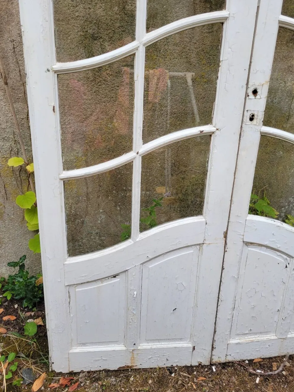 Double portes Art Nouveau à petits carreaux