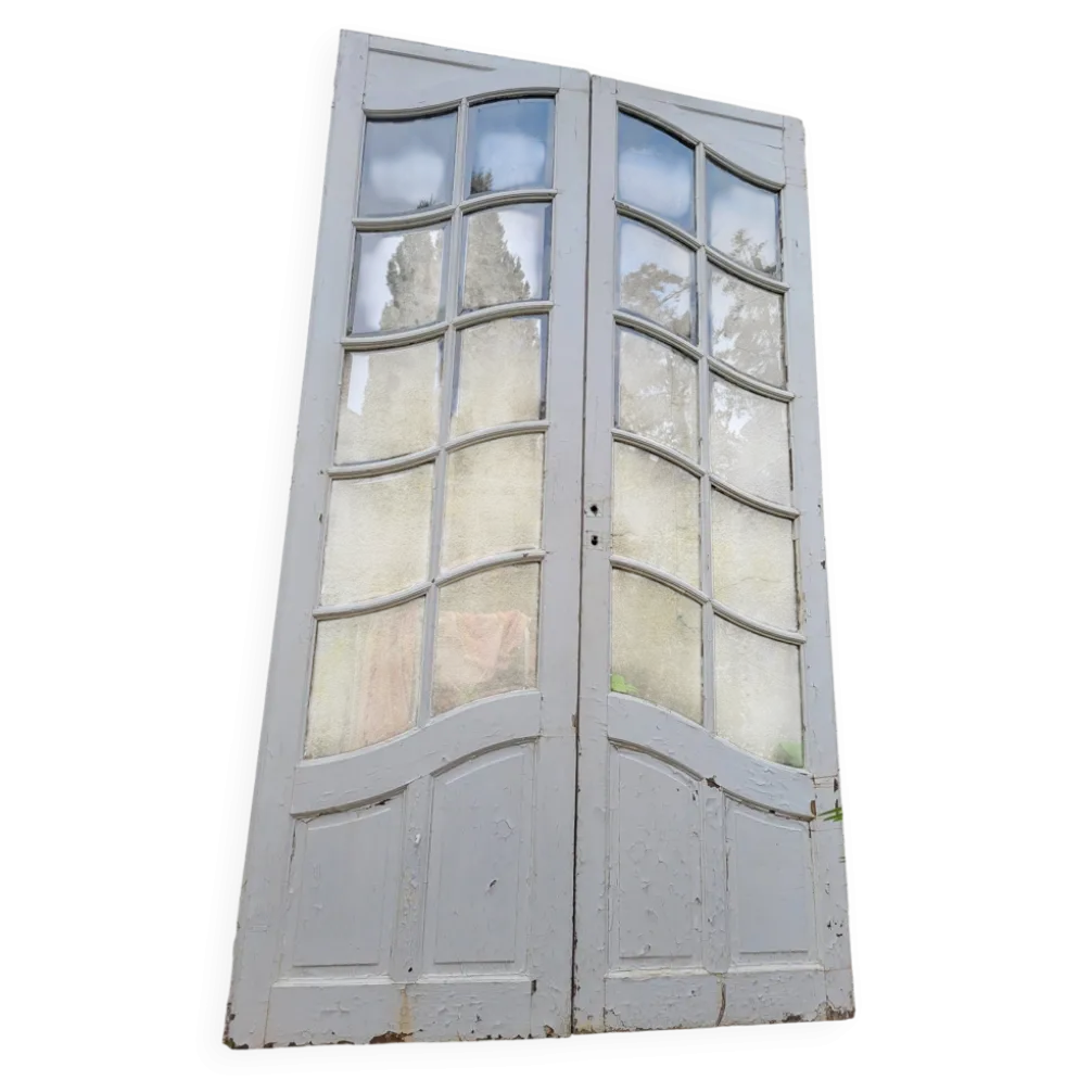 Double portes Art Nouveau à petits carreaux