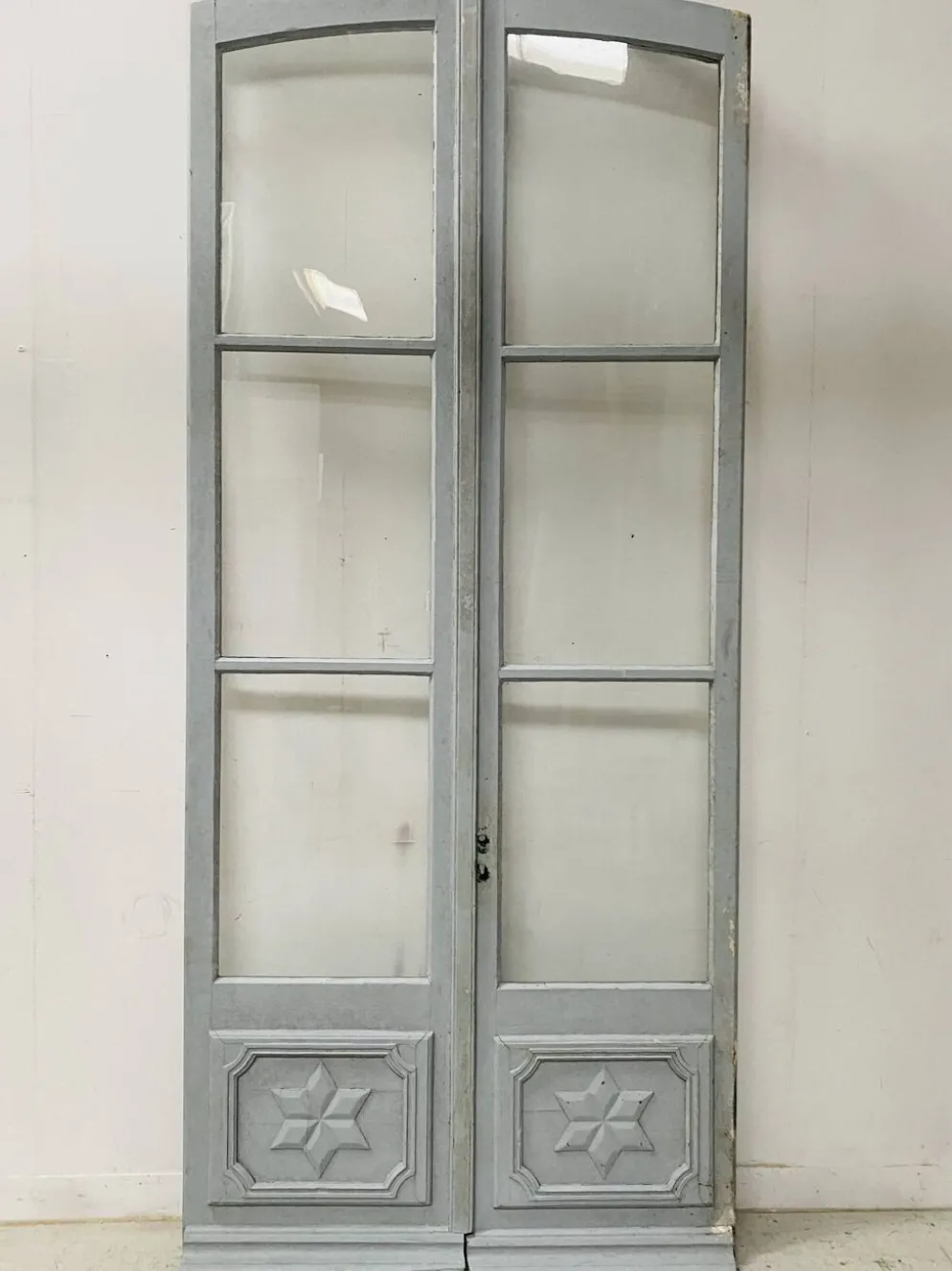 Double portes de passage en bois patiné XIX siècle