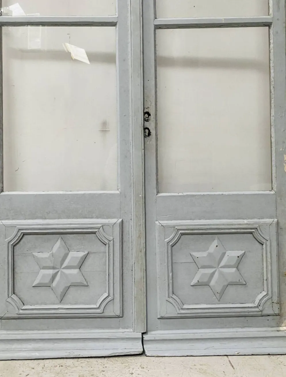 Double portes de passage en bois patiné XIX siècle