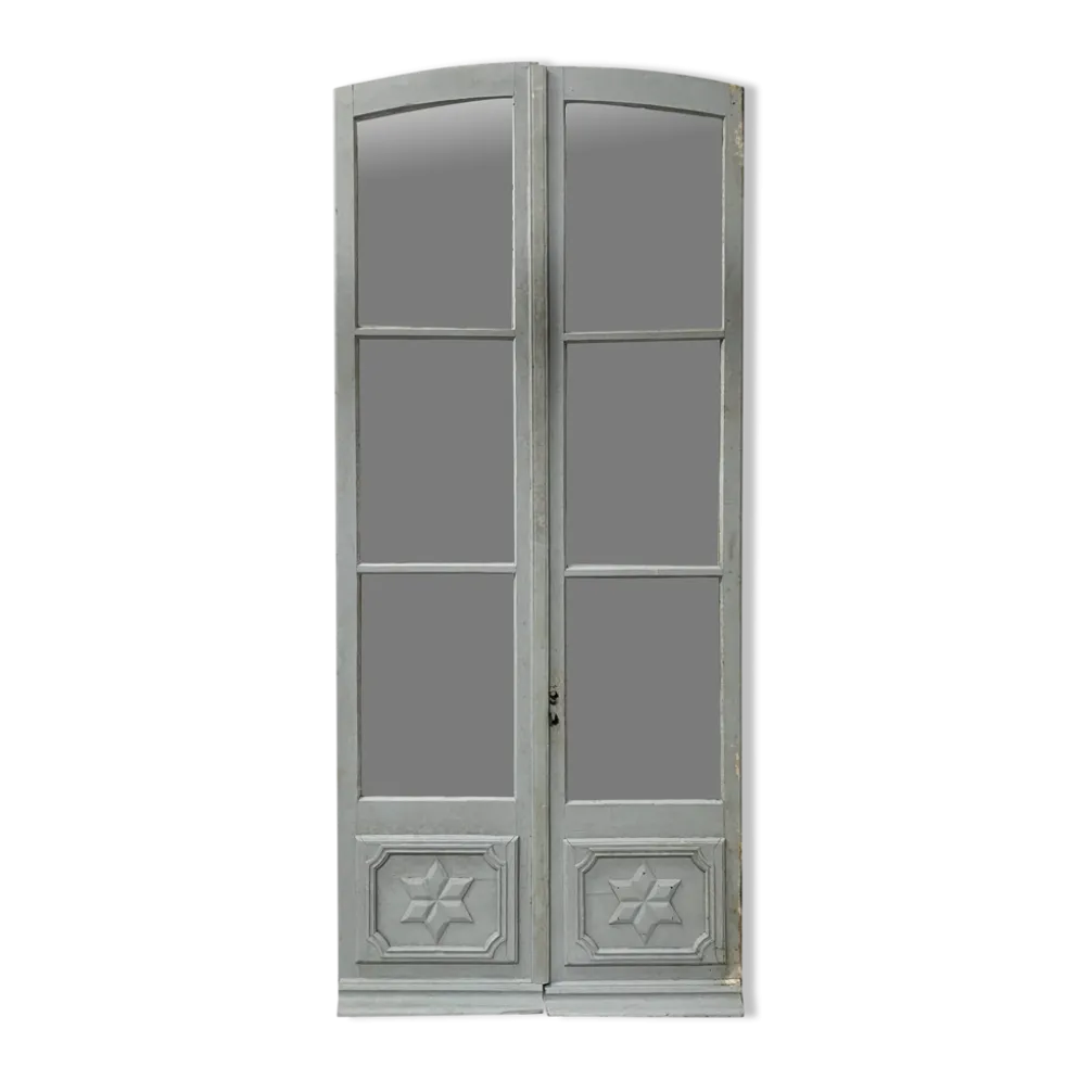 Double portes de passage en bois patiné XIX siècle