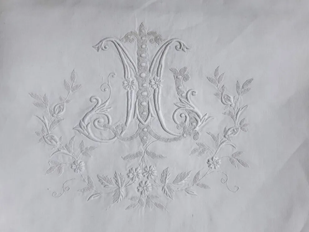 Drap de fil du 19ème monogrammé ML 2m60 large