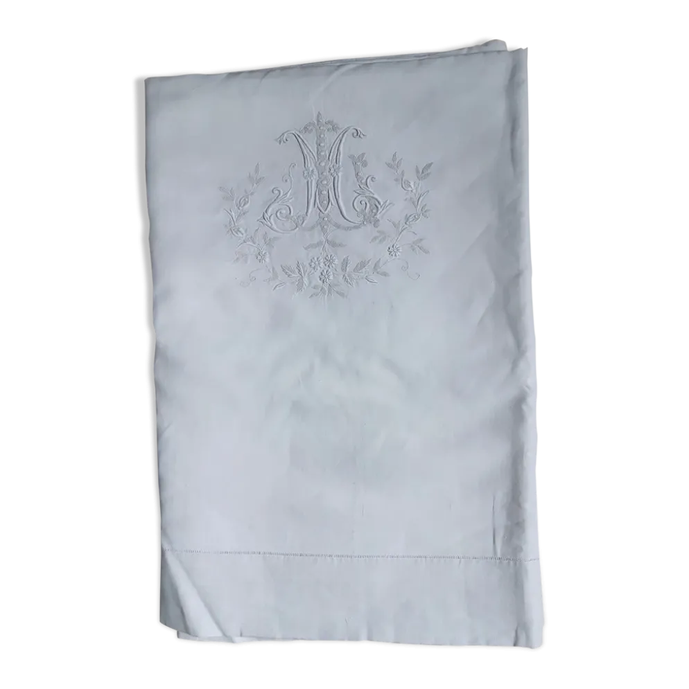 Drap de fil du 19ème monogrammé ML 2m60 large