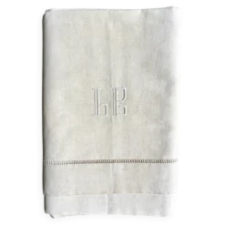 Drap en métis avec jour Venise et monogramme n°3 180 x 312 cm