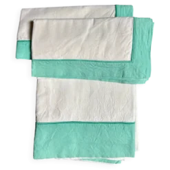 Drap et taies d'oreiller Descamps en coton vert et blanc ☐ 240 x 340 cm