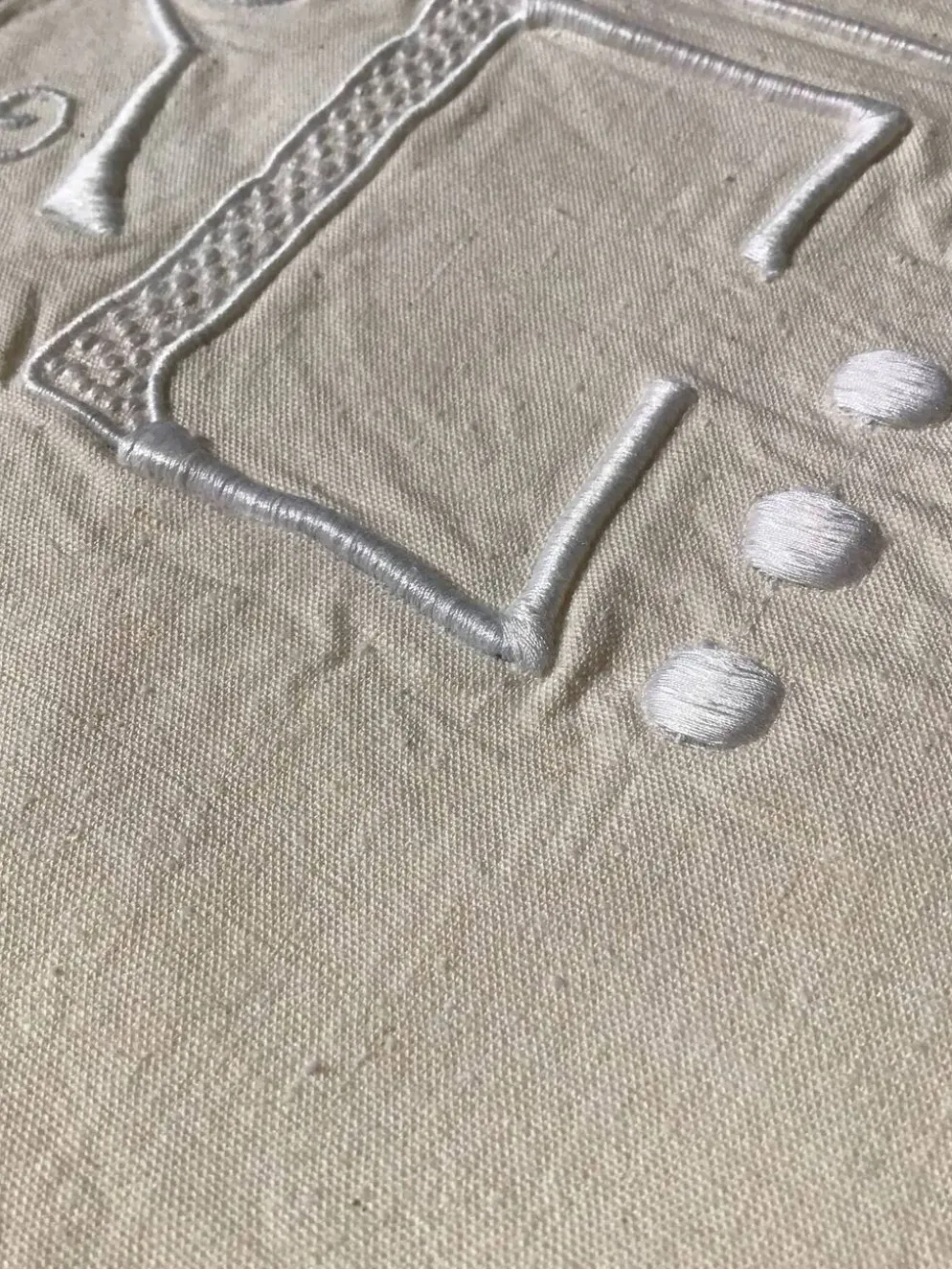 Drap neuf brodé RC en métis à jour Venise