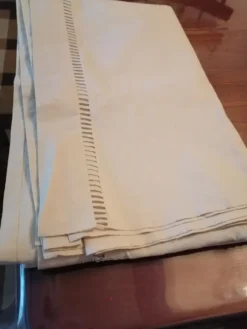 Drap toile écrue metis fleur bleue