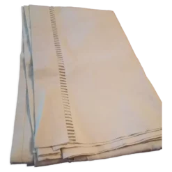 Drap toile écrue metis fleur bleue