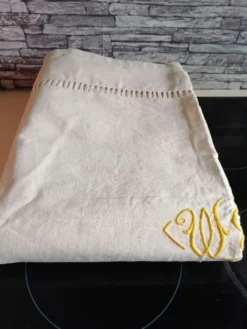 Drap toile écrue metis fleur bleue