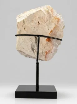 Duo décoratif — Sphère en calcite bandée (onyx marbre) & cristal de calcite sur socles
