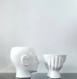 Duo de cache-pots vintage en céramique