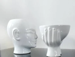 Duo de cache-pots vintage en céramique