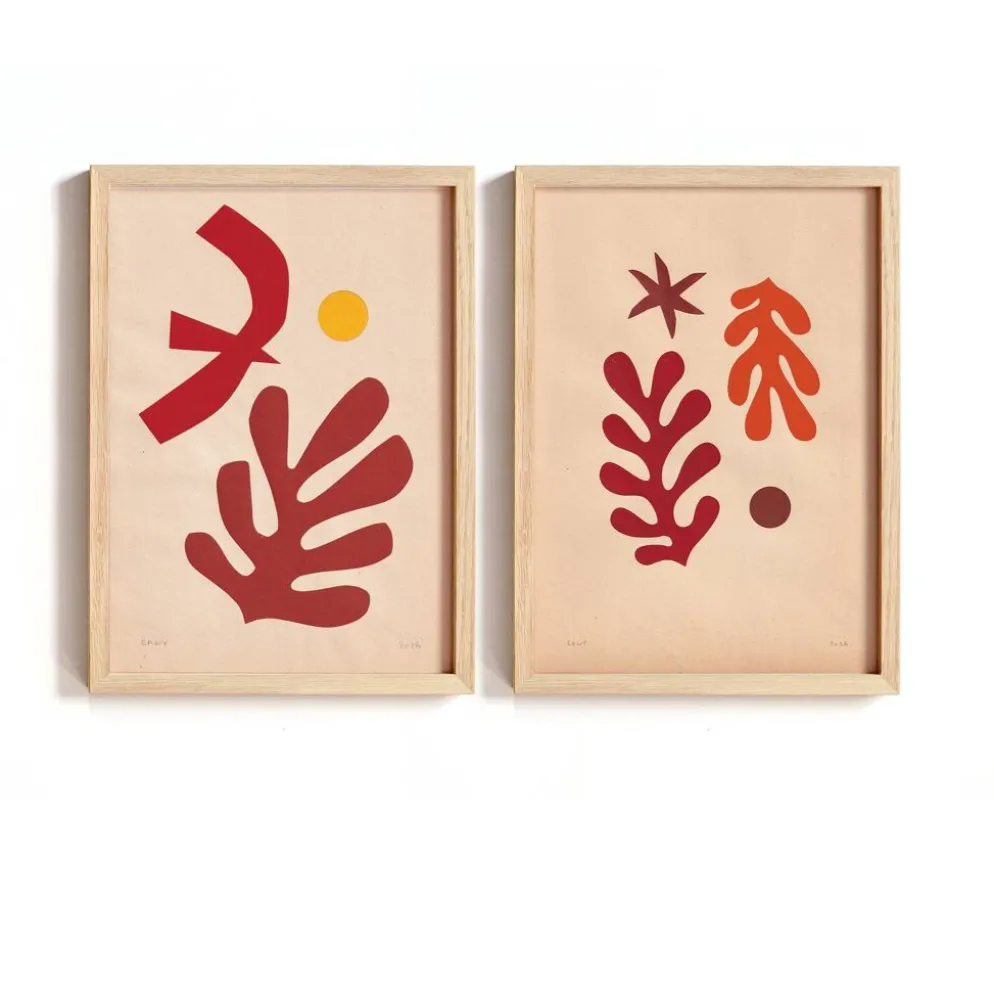 Duo de collages contemporains d'inspiration Matisse signés eawy