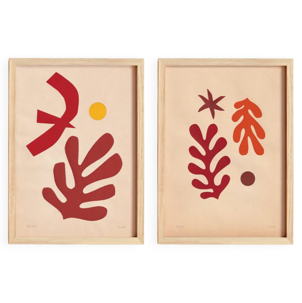 Duo de collages contemporains d'inspiration Matisse signés eawy