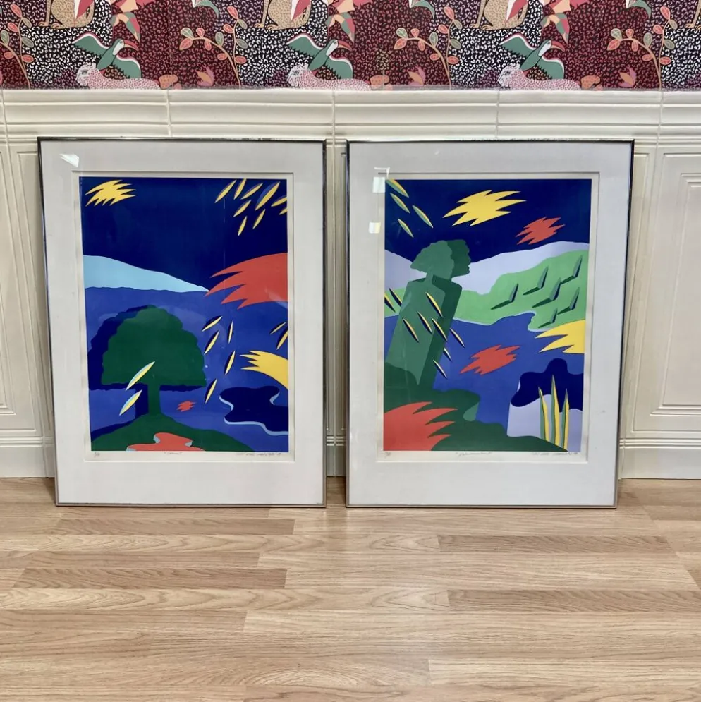 Duo de lithographies design scandinave "bent karl jakobsen".