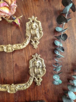Duo de poignées style Louis XV en bronze