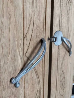 Duo de portes vintage Art Deco Rose et Marguerite bois massif chêne