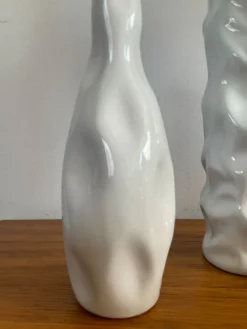 Duo de vases, soliflores vintage en céramique émaillée