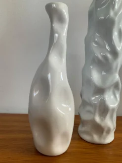 Duo de vases, soliflores vintage en céramique émaillée