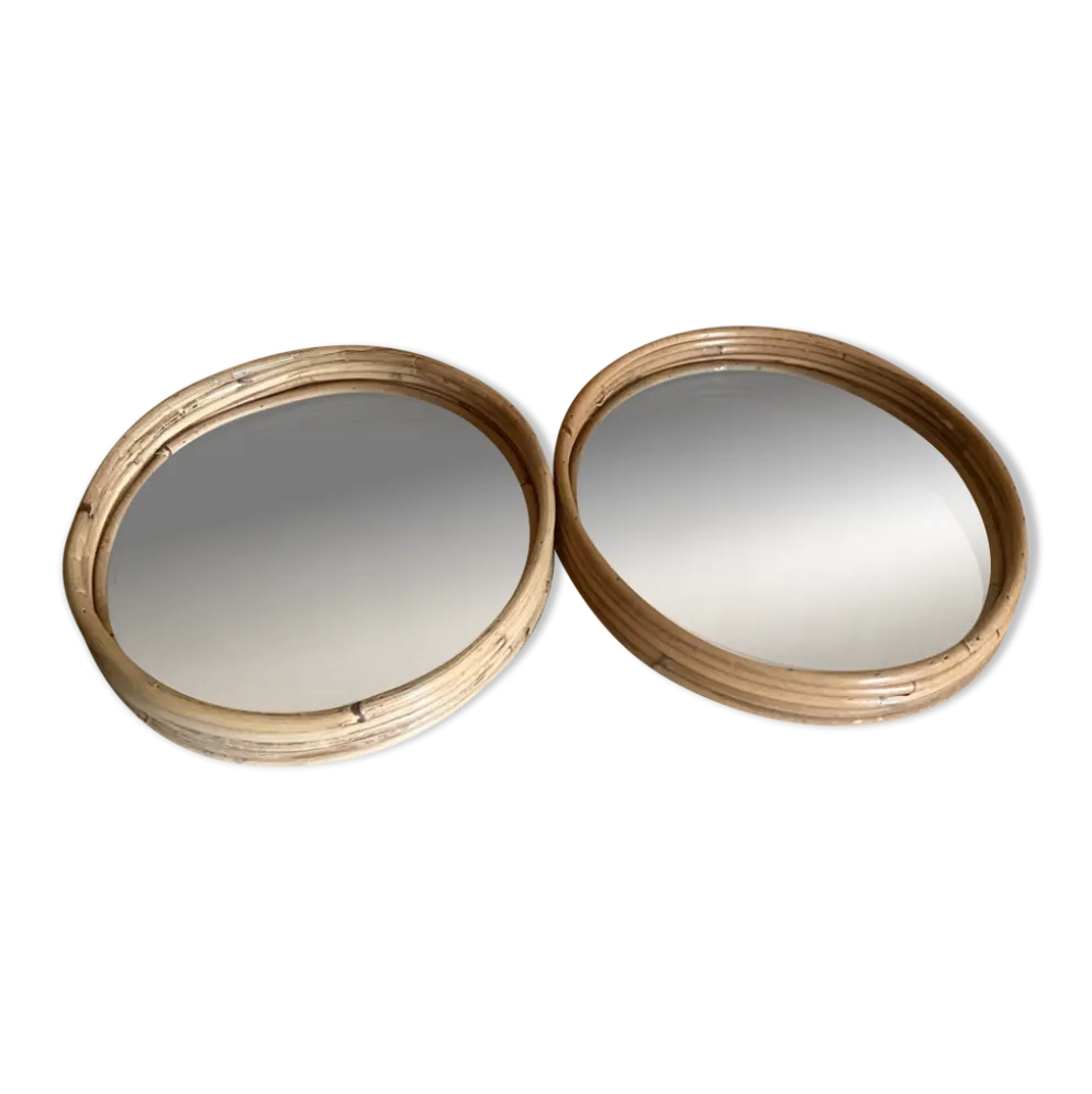 Duo miroirs rotin 30 cm