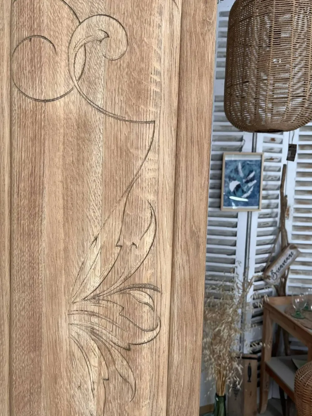 Duo portes d'armoire Art Déco bois massif chêne Solweig & Abigaël paravent