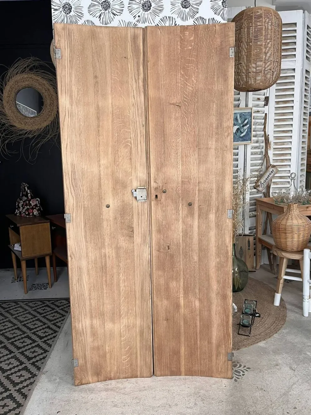 Duo portes d'armoire Art Déco bois massif chêne Solweig & Abigaël paravent