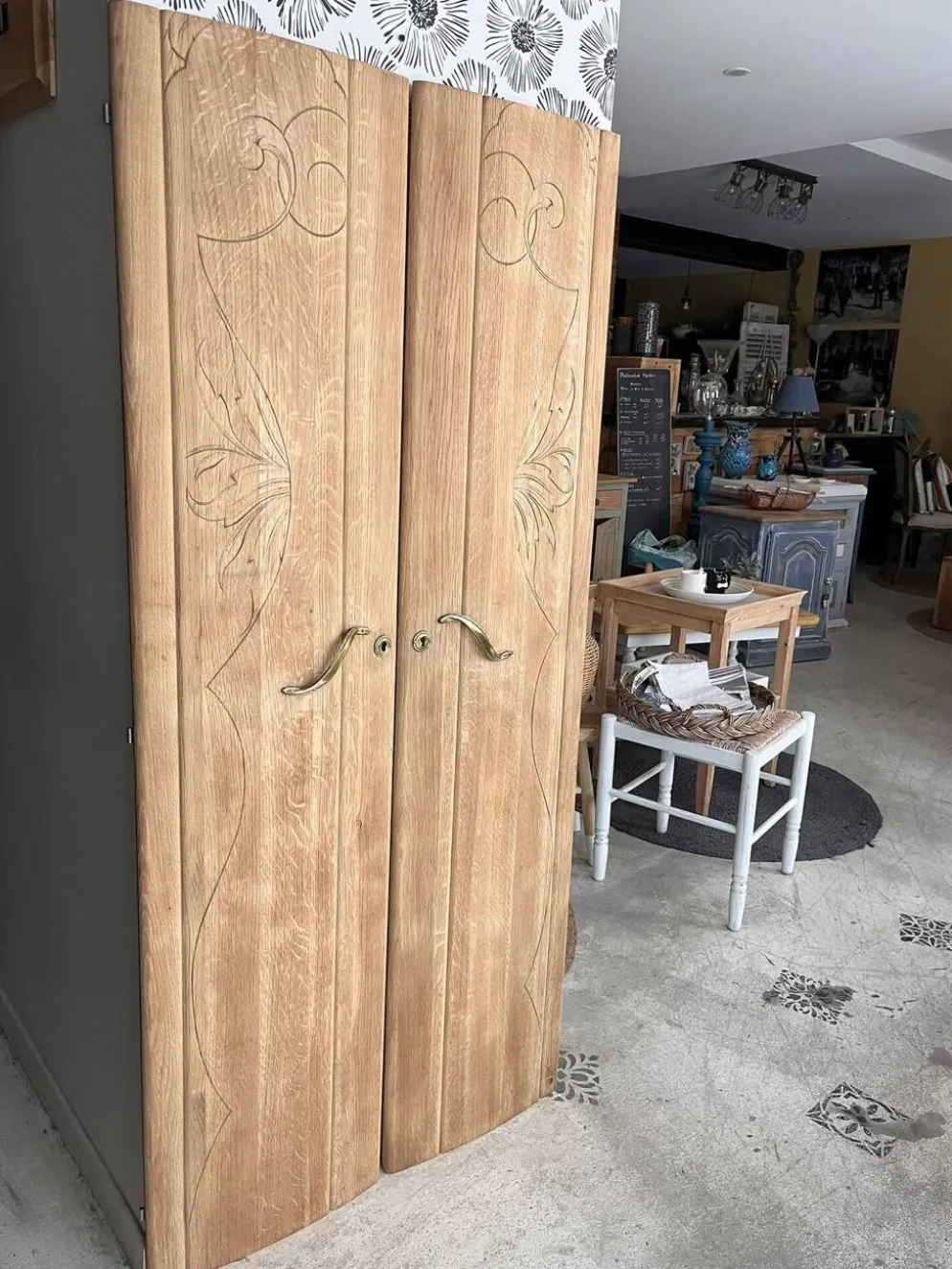 Duo portes d'armoire Art Déco bois massif chêne Solweig & Abigaël paravent