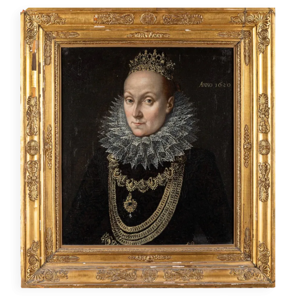 Ecole Flamande (XVII) - Portrait de la reine d’Angleterre Elisabeth Ier hui