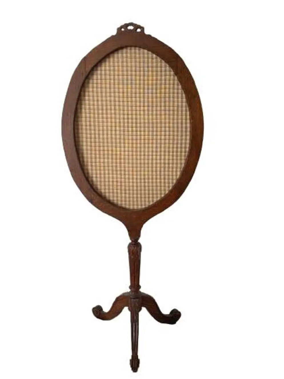 Ecran de cheminée en bois et tissu brodé