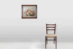 Edmond Sanders, Vase avec des fleurs, années 1950, huile sur toile, encadré